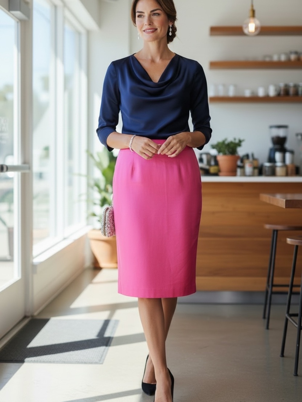 Elegant Women's Pink Pencil Skirt